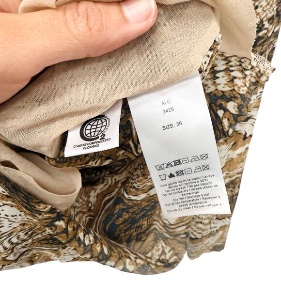 GANNI Mesh Turtle Neck Top Long‎ Sleeves Tiger Eye Brown Women’s Size 36 (US 4) - Picture 7 of 10